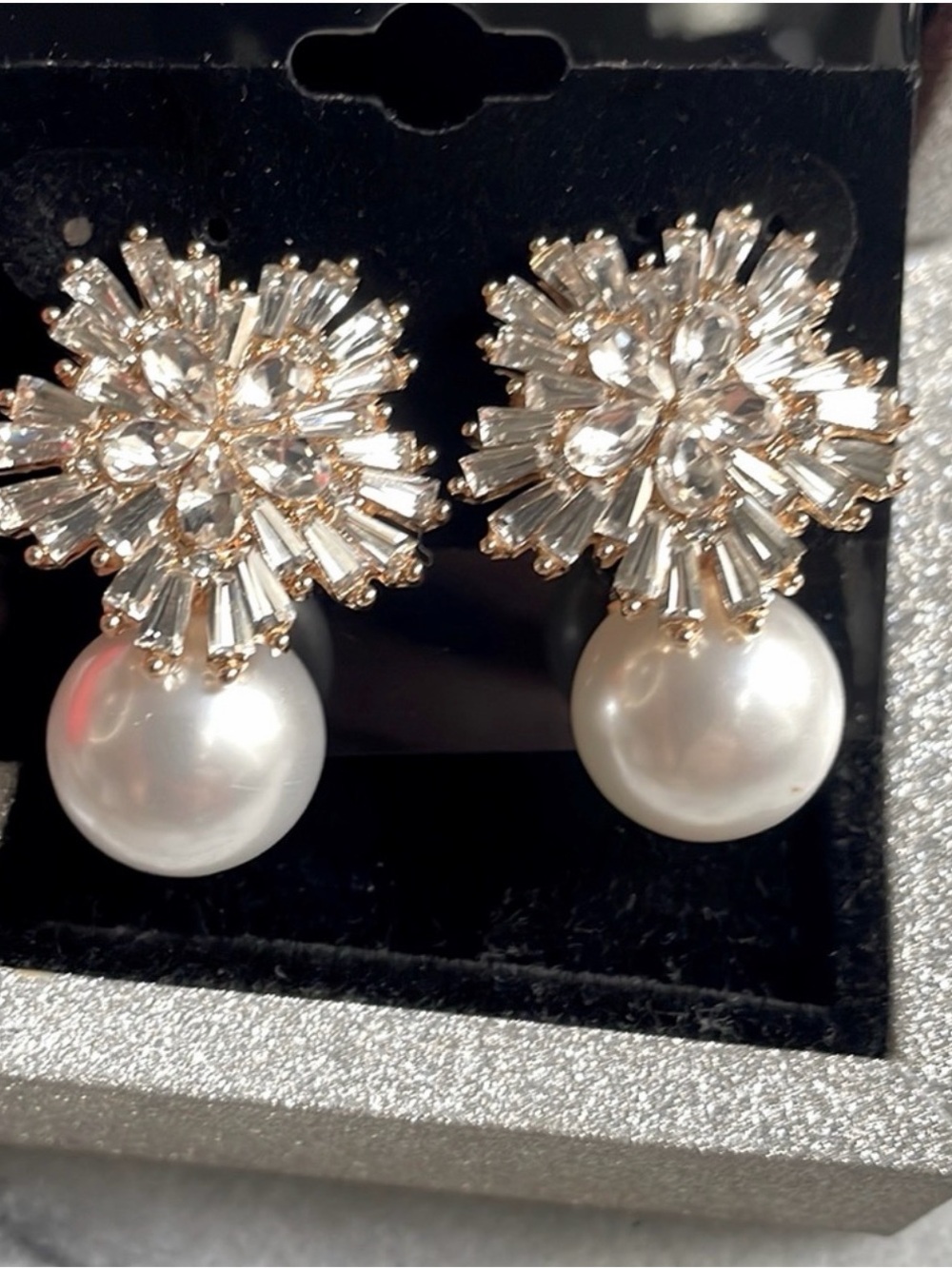Statement earring Cz Cubic zirconia pearl earrings